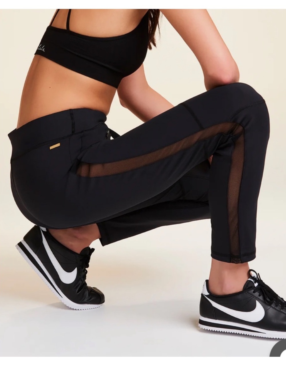 Alala Black Mesh-Trim Track Joggers